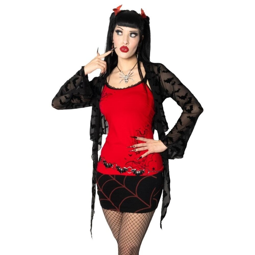 Kreepsville Red Bat Outlines Cami Tank Top Camisole Gothic S -L-XL-2XL-3XL NWT - Picture 4 of 5